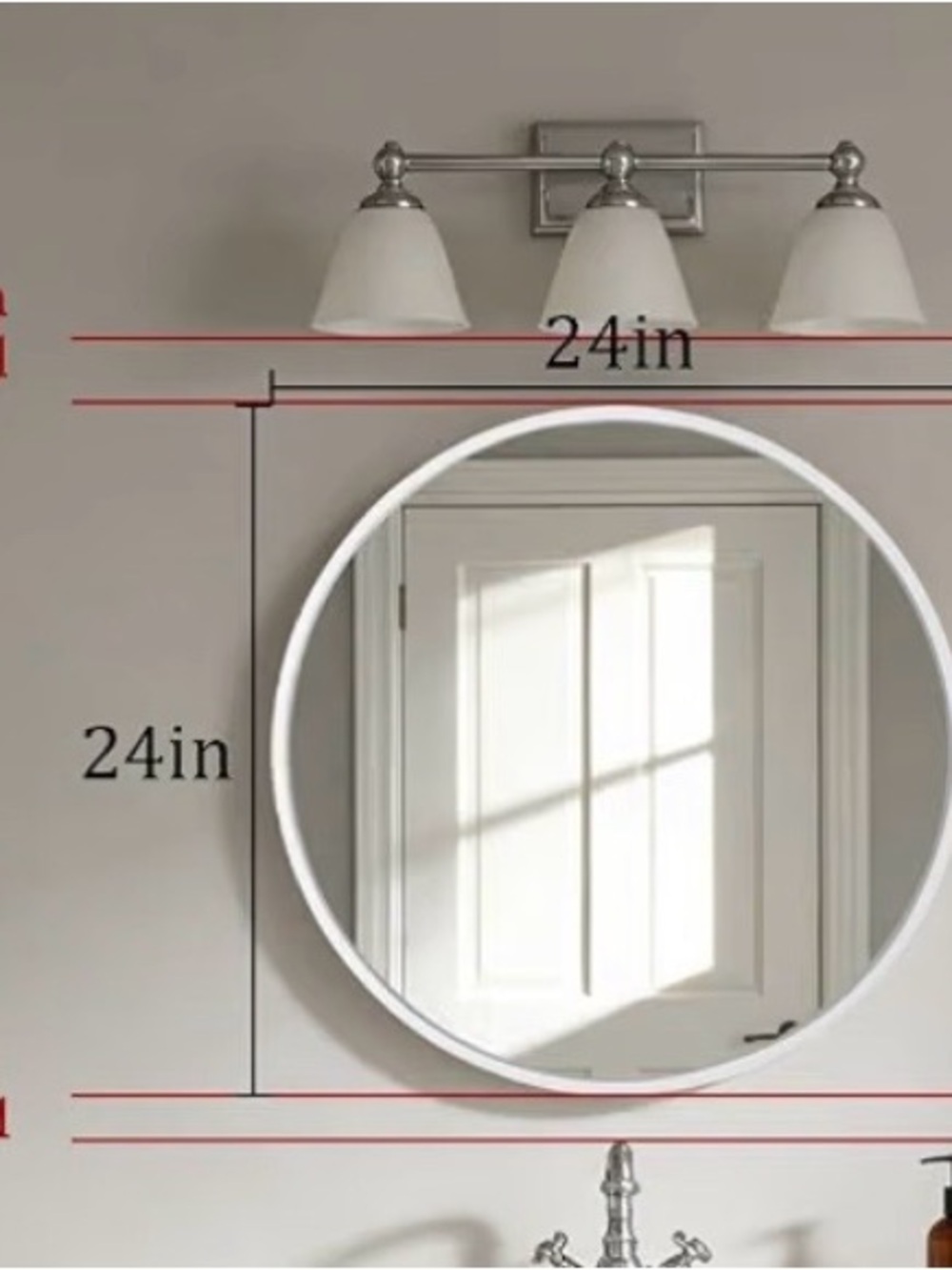 Modern White Round Vanity Mirror - Clean Minimal Frame - new in box